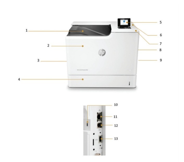 Внешний вид и основные компоненты лазерного принтера HP Color LaserJet Enterprise M652n
