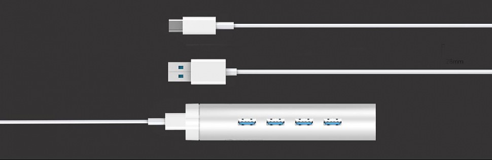 Разные кабели в комплекте USB-концентратора ORICO ARH4-U3